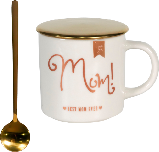 Чашка WESTHILL For Mom з кришкою та ложкою 360 мл Біла (MCO21-142)